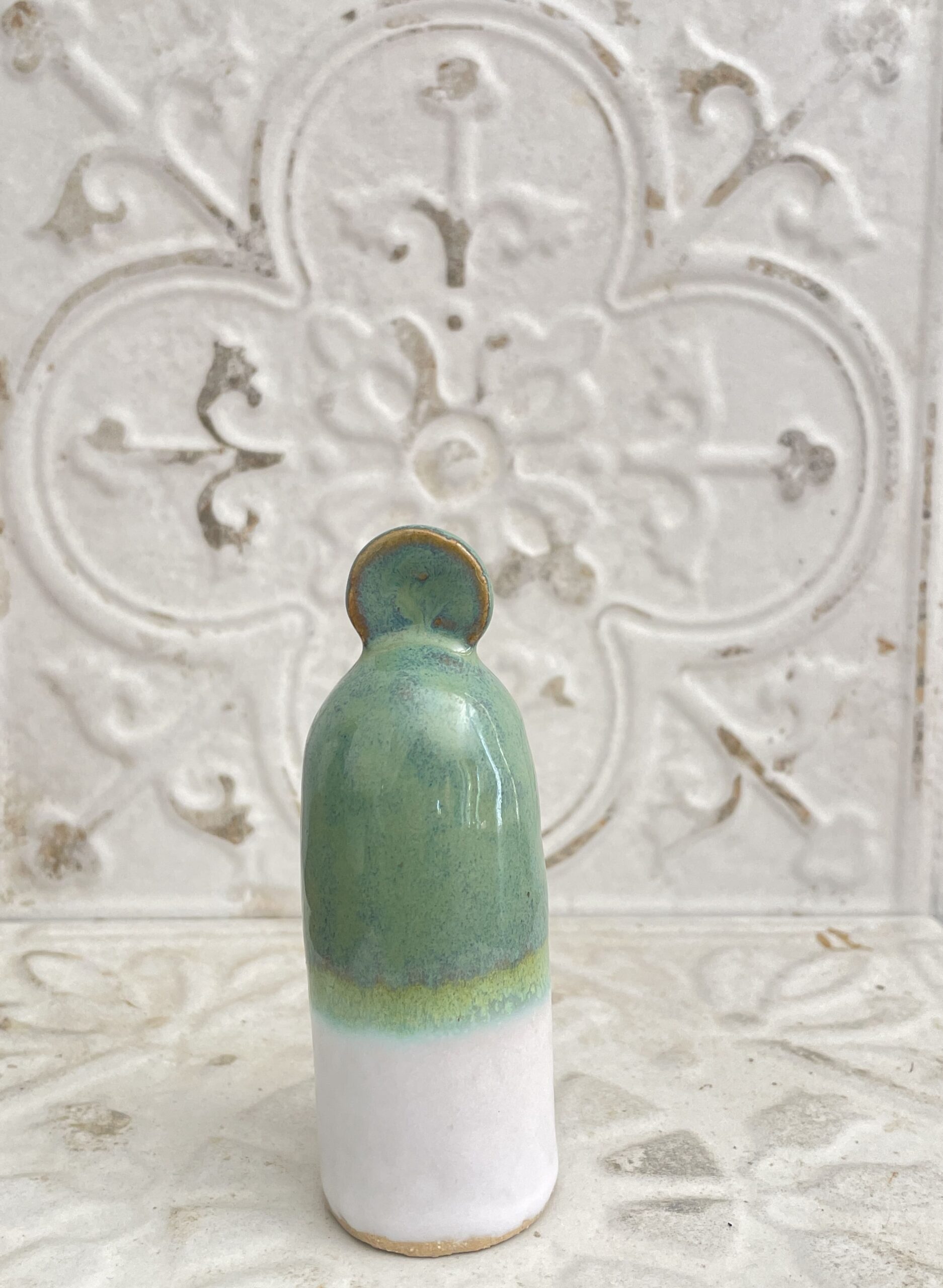 cloche ceramique verte et blanche