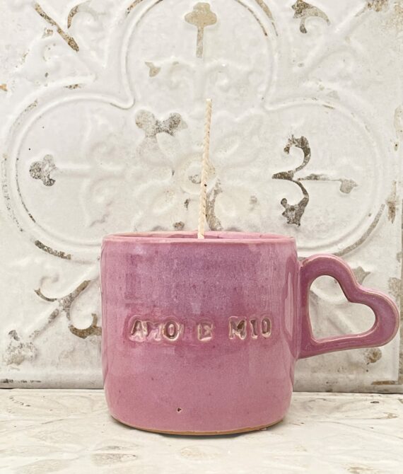 Cér’AmOré Mio Tasse Anse Coeur Rose Bonbon